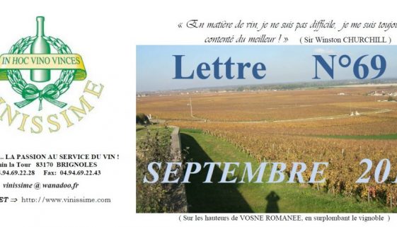 Newsletter 69 Septembre 2011 Vinissime