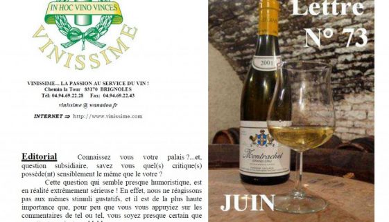 Newsletter 73 Juin 2012 Vinissime