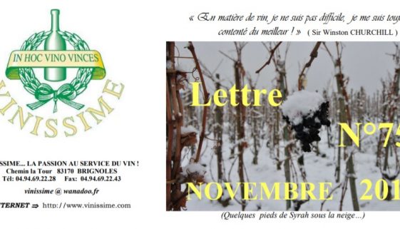 Newsletter 75 novembre 2012 Vinissime vins