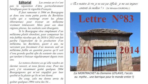 Newsletter 83 Juin 2014 Vinissime