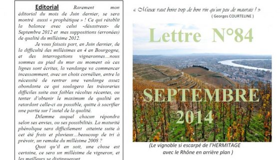 Newsletter 84 Septembre 2014 Vinissime