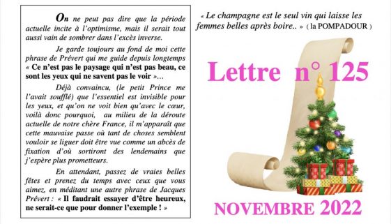 Lettre n°125 Novembre 2022