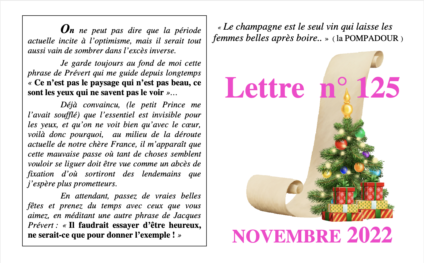 Lettre n°125 Novembre 2022