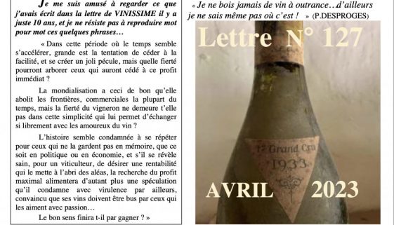 Lettre n°127 AVRIL 2023