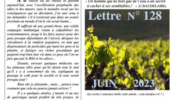 Lettre n°128 juin 2023