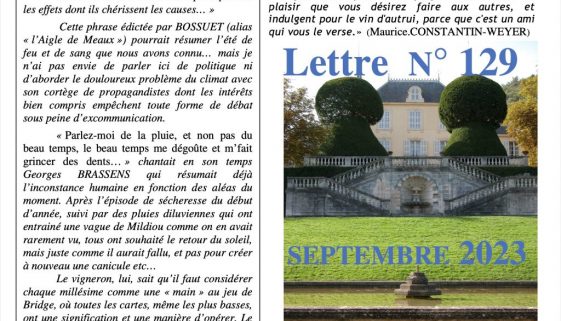 Lettre n°129 septembre 2023
